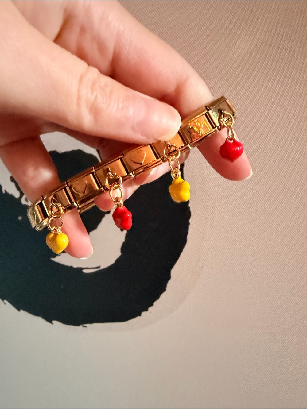 Gold-Tone Italian Charm Bracelet with Heart & Star Dangle Charms